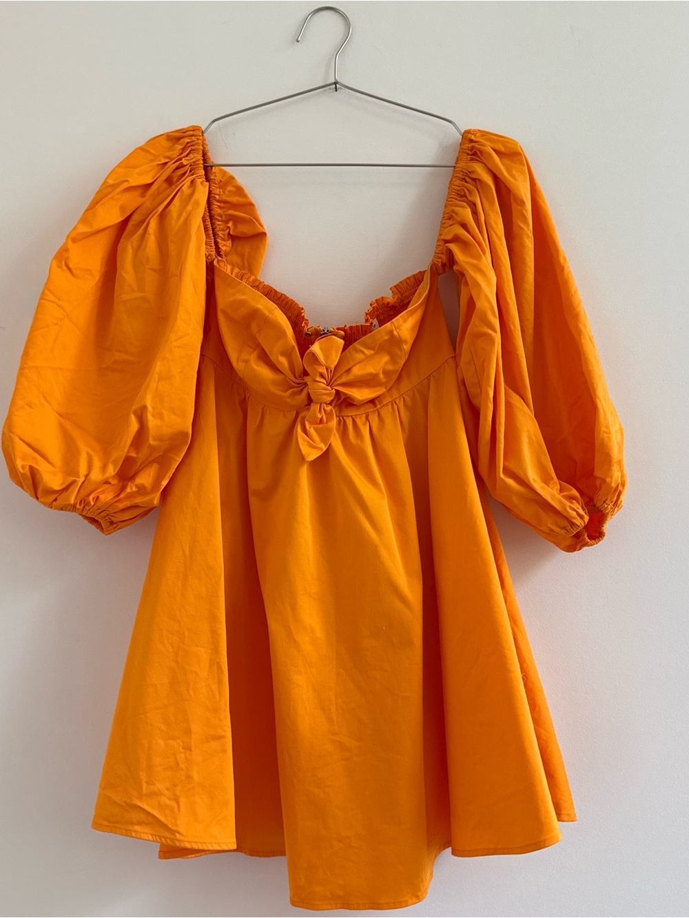 For Love And Lemons Bold Orange Puff-Sleeve Mini Dress